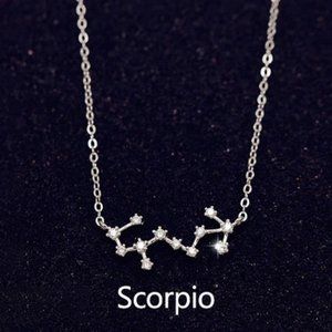 Sterling Silver Diamond Zodiac Necklace--Scorpio